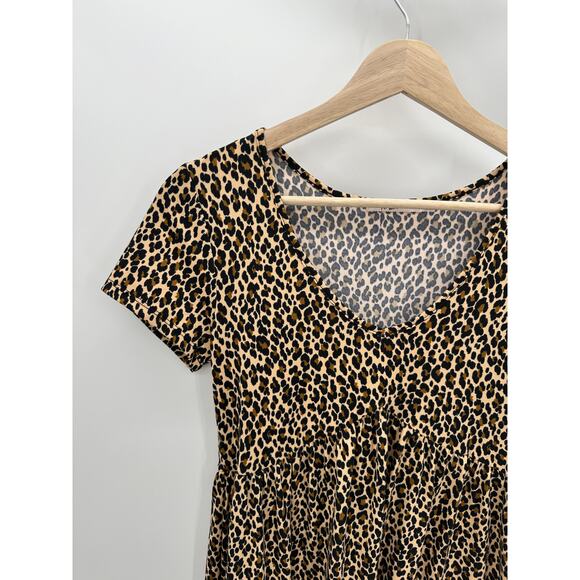 Mi.Ami Brown Black Cheetah Print Short Sleeve Mini Dress Women's Size Small S - Picture 3 of 8